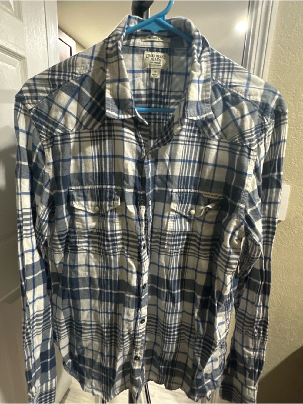 Lucky Brand Blue and White Plaid Shirt
